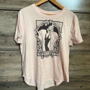 Cruella de Vil Disney Villains T-shirt Pale Pink & Gray Velvet Accent Women's 2X